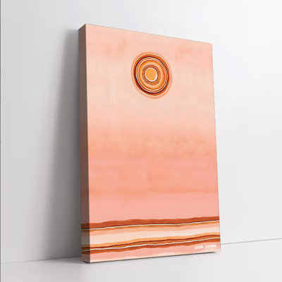 1 pièce, art mural encadré, art mural moderne abstrait avec des tons de rose orangé chaud et motif circulaire de soleil levant, peinture sur toile pour le salon, la chambre, le bureau, la décoration minimaliste contemporaine par Karla Woodson