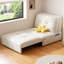 Canapé-lit modulaire en velours blanc crème avec rangement-1065575931