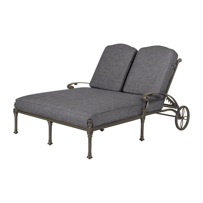 Florence Double Chaise Lounge Frame with Cushions, Desert Bronze, Cast Slate Sunbrella® Plainweave