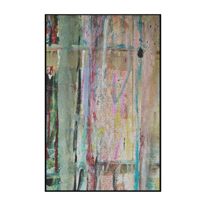 Tapis vert/bleu à motifs, Rectangle 4 pi x 6 pi