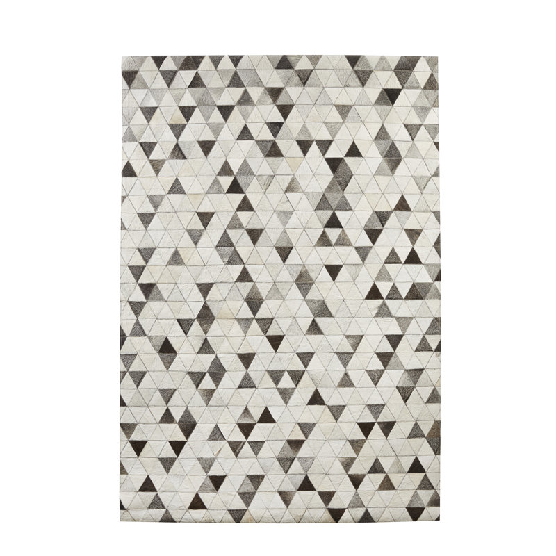 Kaila Geometric Leather Area Rug, Rectangle 170 x 230cm