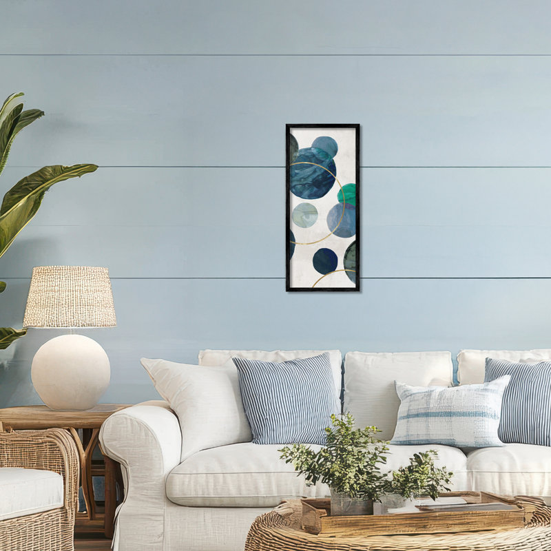Giclée encadrée de cercles tournants, conception par Jacob Q, H 24 po x l 10 po, Giclée encadrée noir minuit