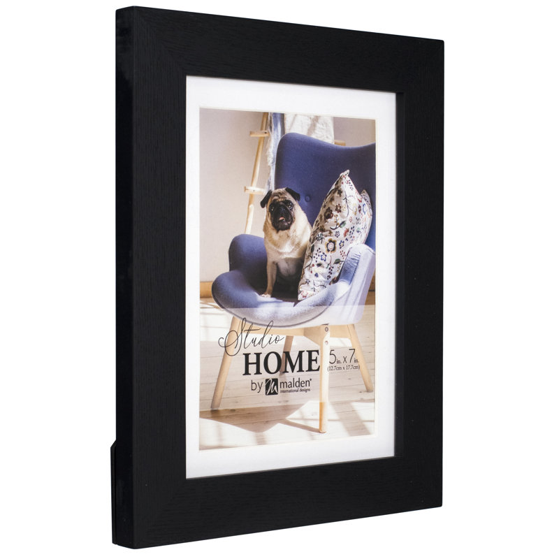 Black Matte Picture Frame with Mat, 5" x 7"