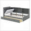 Lit plateforme en bois avec tête de lit, tablettes et 2 tiroirs-430917204