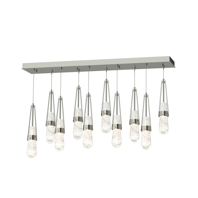 Link 10 - Light Pendant, Sterling, Standard: 19" to 80", Clear with White Threading Glass