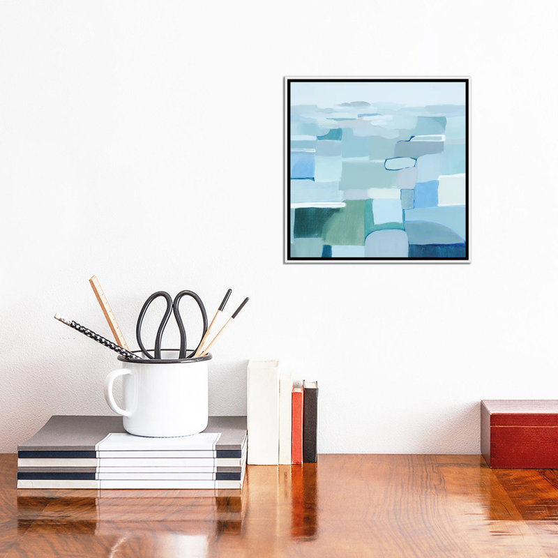 «Wave Crest Abstract II» par Grace Popp - reproduction d'art, H 18 po x l 18 po x P 1,5 po, Toile avec cadre blanc
