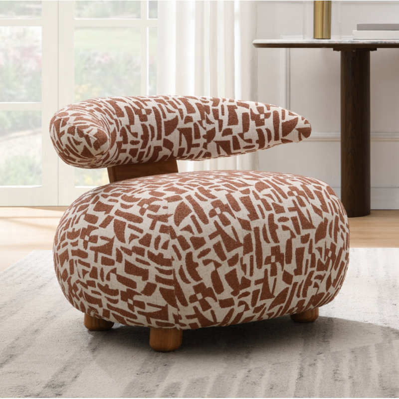 Chaise d'appoint moderne sculpturale en tissu à motif brun