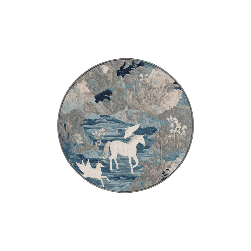 Tapis gris soyeux et moelleux, Rond 4 pi