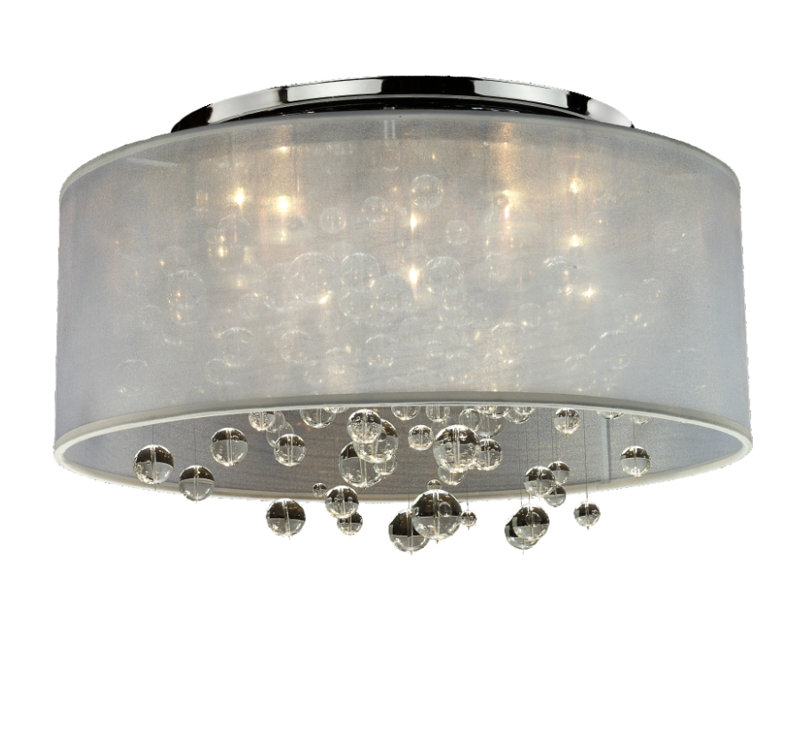 Plafonnier semi-encastré à 5 lumières de style lustre 21 po, Blanc
