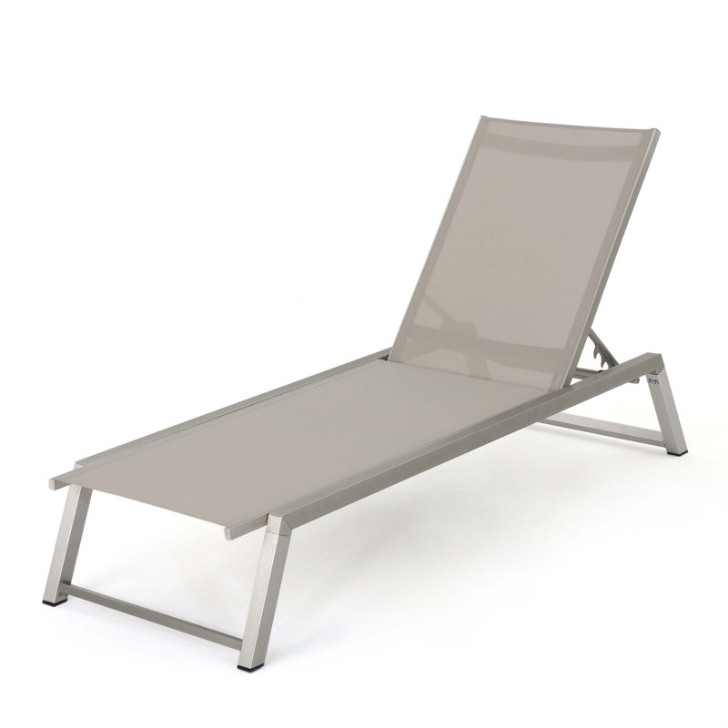 High - Quality, Fully Adjustable Mesh - Backed Chaise Lounges Ideal For Poolside And Patio Relaxation, Set Of Two, Silver