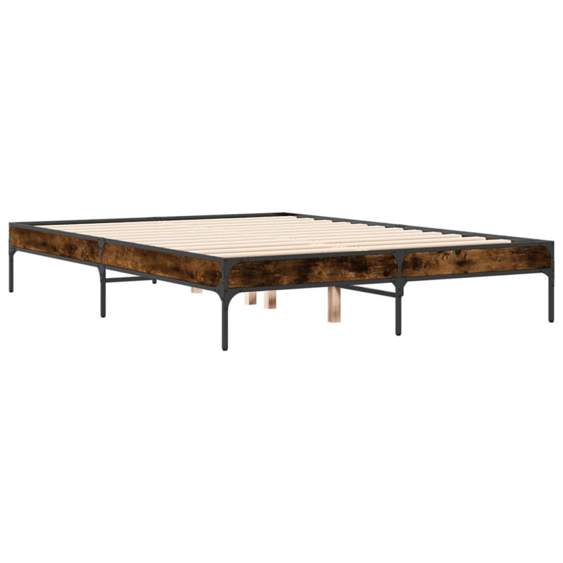 Vidaxl Bed Frame Engineered Wood And Metal, Smoked Oak, 120 x 200cm