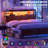 Storage Headboard with LED Lights, Bookcase Headboard with Charging Station-1740395105-1740395106