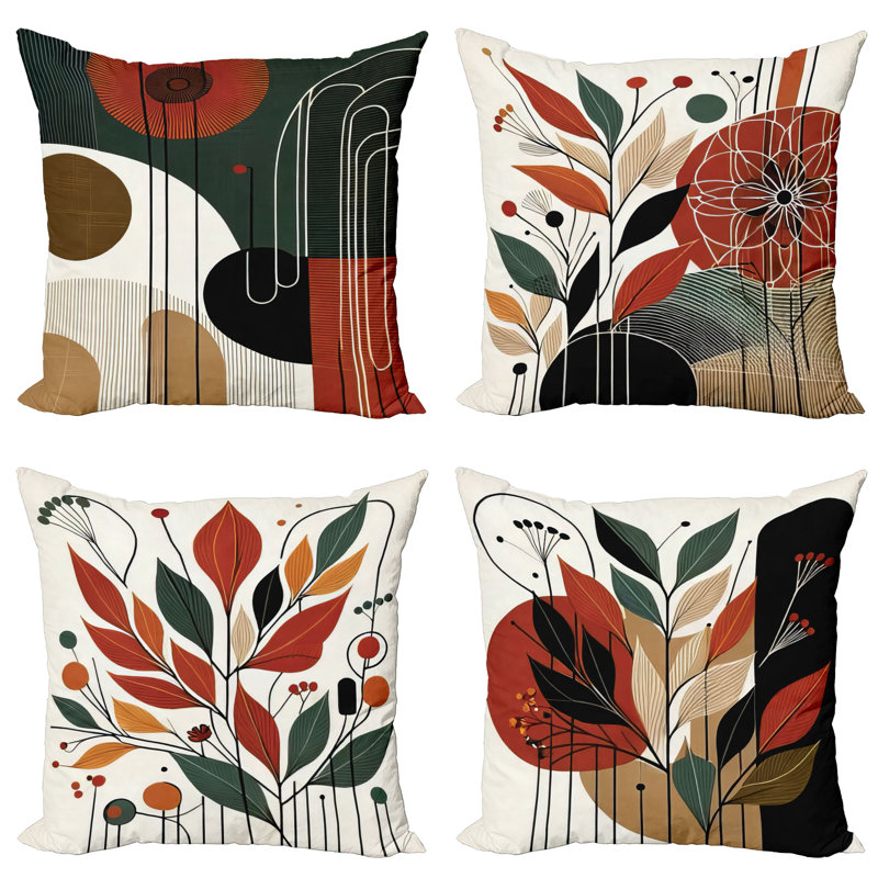 Burnt Orange Green Outdoor Pillow Cover, 24"H x 24"W