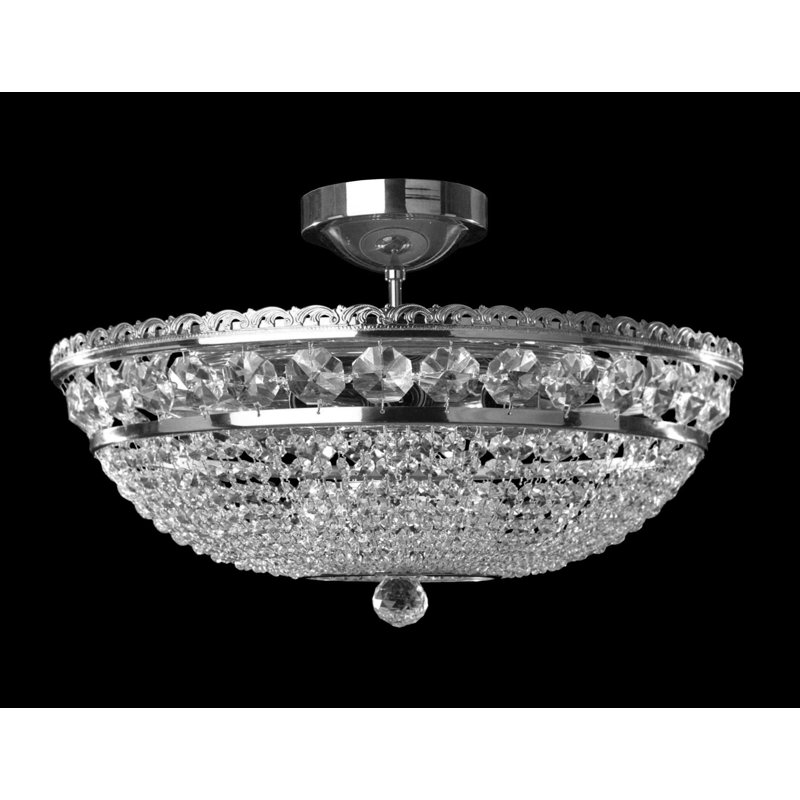 Crystal Semi Flush Mount, Nickel