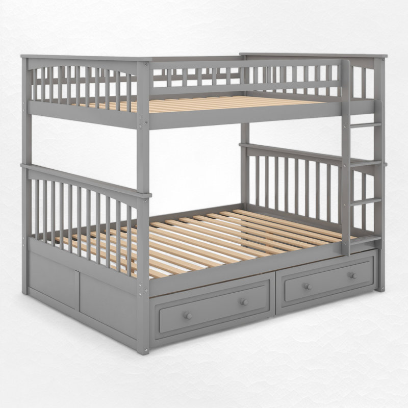 Sydnie 2 Drawer Standard Bunk Bed, Gray, Full Over Full