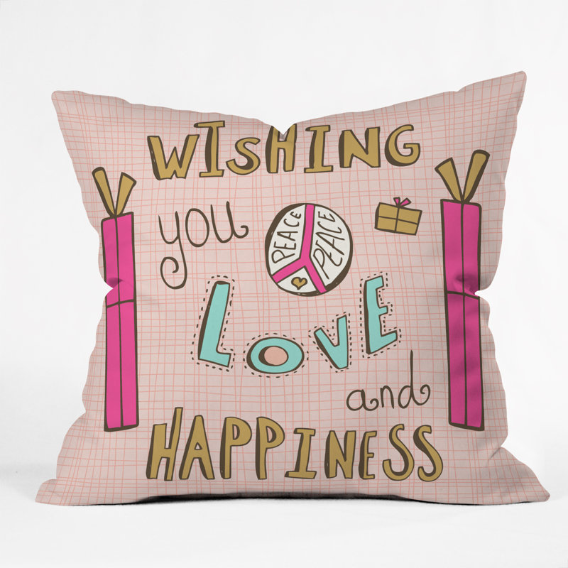 Coussin Heather Dutton Peace Love and Happiness, 18 po x 18 po