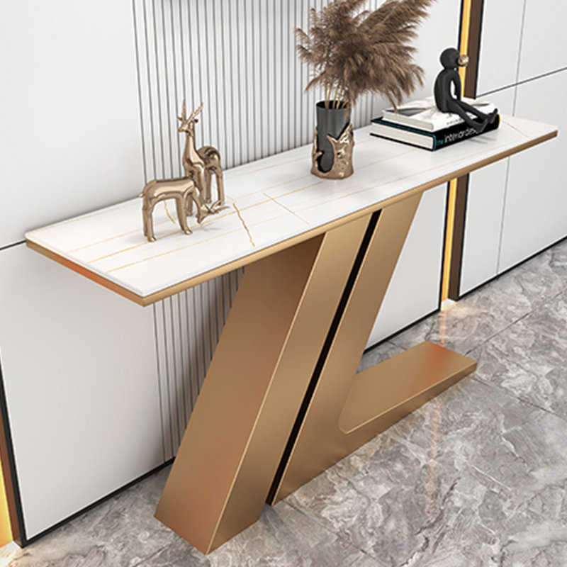 Console de style italien simple et luxueuse, H 31,5 po x l 55,1 po x P 11,8 po, Blanc