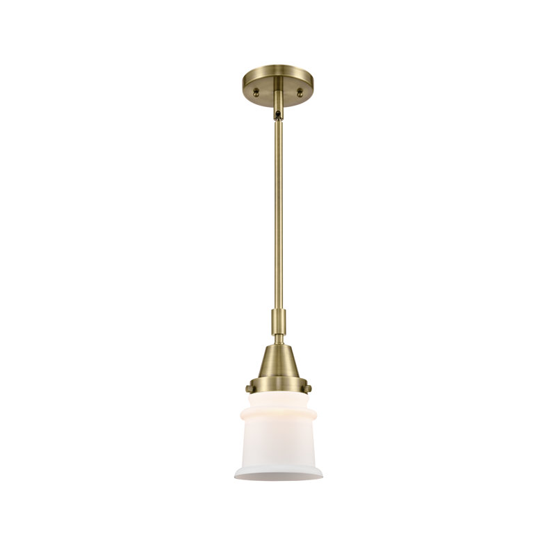 Luminaire suspendu en forme de cloche à 1 lumière Cailen, Blanc mat, Laiton antique, DEL