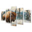 Bison américain dans une glissoire en bois, paysage de forêt II - Art mural animal Buffalo - Art mural moderne sur toile