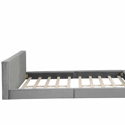 Grand lit plateforme en velours, lit de sol en velours, structure solide