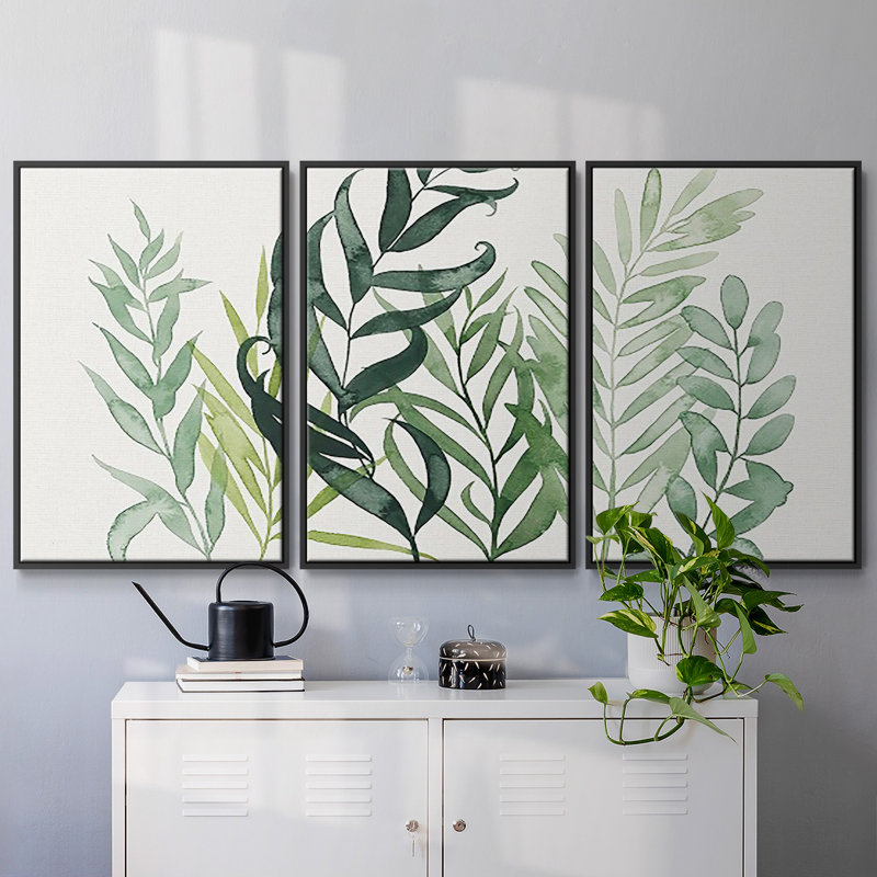Vert Volunteers I, reproduction sur toile 3 pièces, H 40 po x l 78 po x P 2 po, Noir