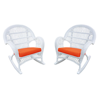 Chaise berçante en osier avec coussins Berchmans