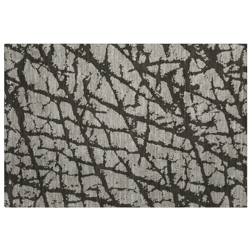 Premium Machine Washable Dream Shag ADS501 Crackle Rug, Gray, 2'6" x 3'10"
