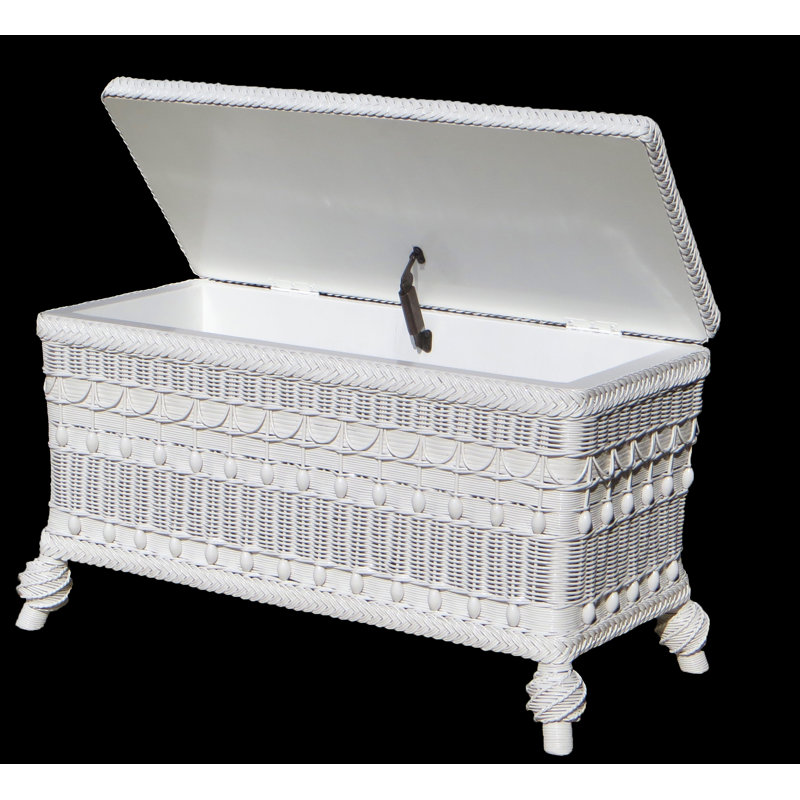 Stonge Wicker Vintage Trunk, White, Small