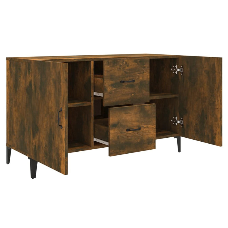 Buffet console avec rangement pour bois d'ingénierie, Chêne fumé