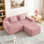 Canapé double 81 po en velours côtelé de style minimaliste moderne avec repose-pieds