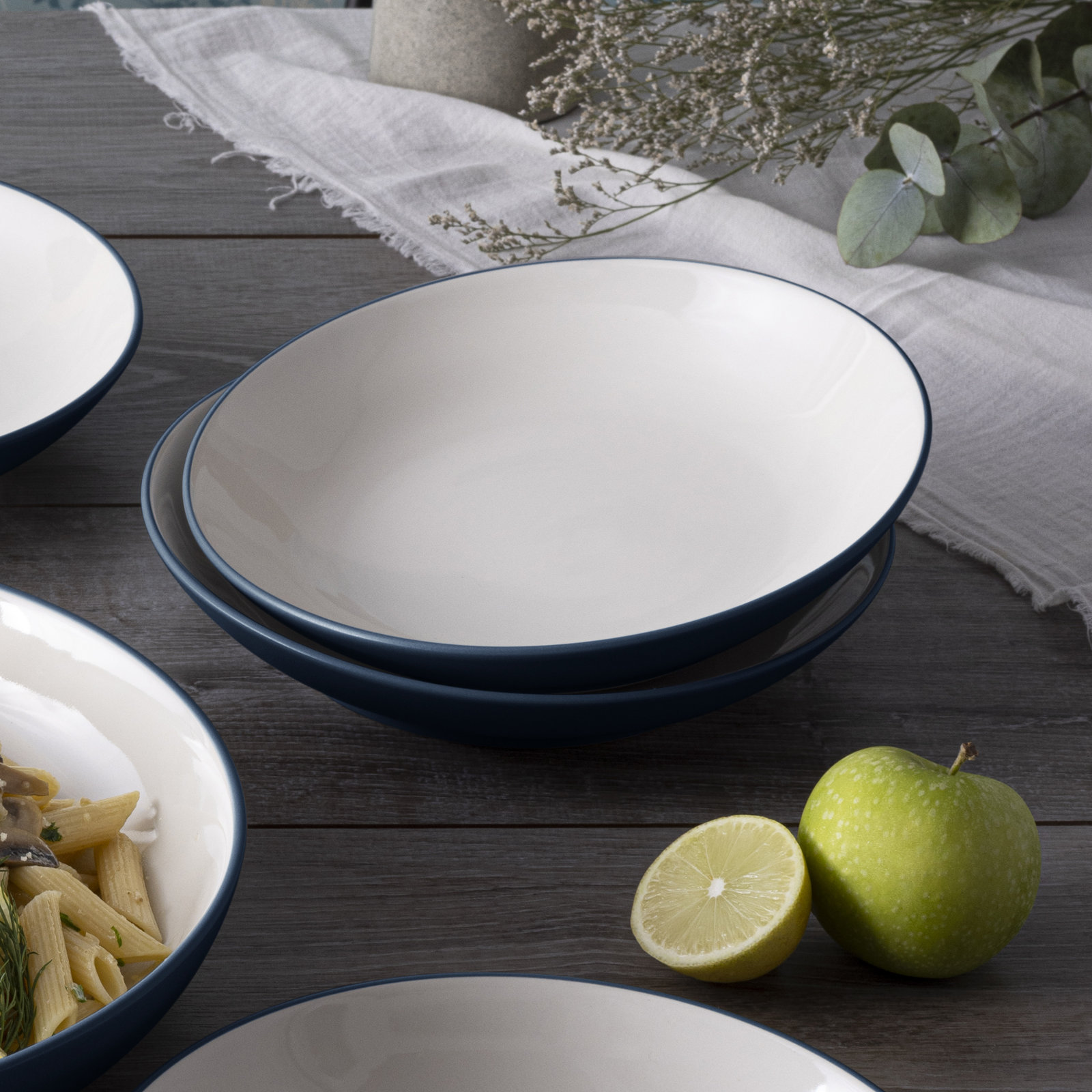 Colorwave Stoneware Pasta Bowl, Blue