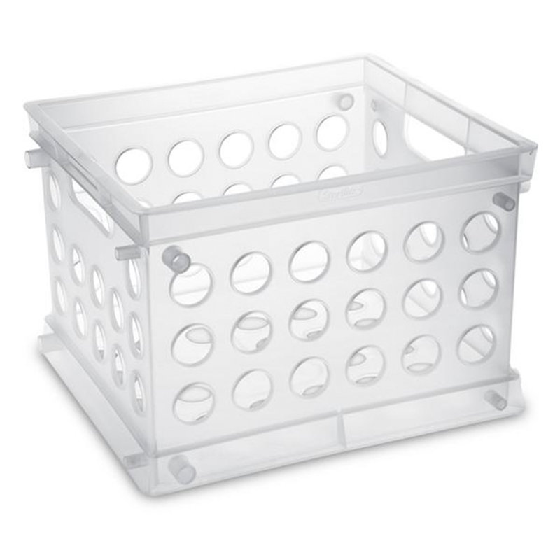 Clear Stackable Mini Plastic Storage Crate with Handles