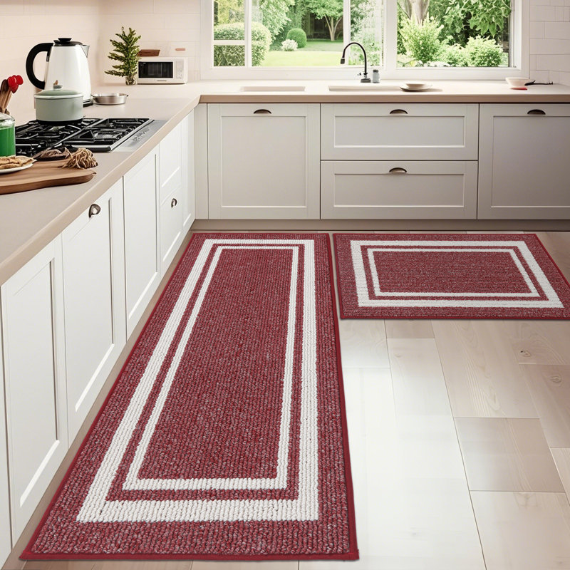 Caylon Machine-washable Anti-Fatigue Mat, Red, Rectangle 60cm x 90cm + 60cm x 150cm