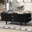 Modern Rectangle Coffee Table with Four Drawers, Two Side Hidden Storage Compartments, and Sturdy Solid Wood Legs for Versatile Use-1837497054