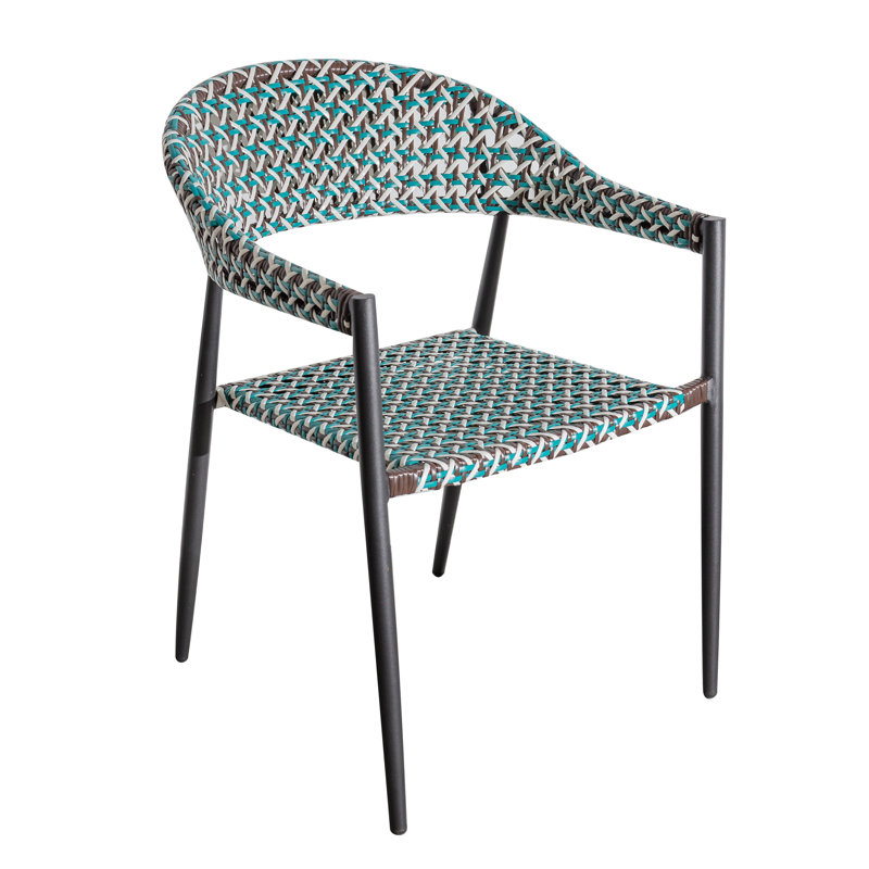 Tudor Stacking Patio Dining Armchair with Cushion, Aquamarine