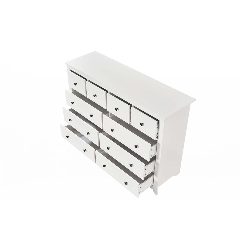 Commode 10 tiroirs pour chambre à coucher, Blanc ancien