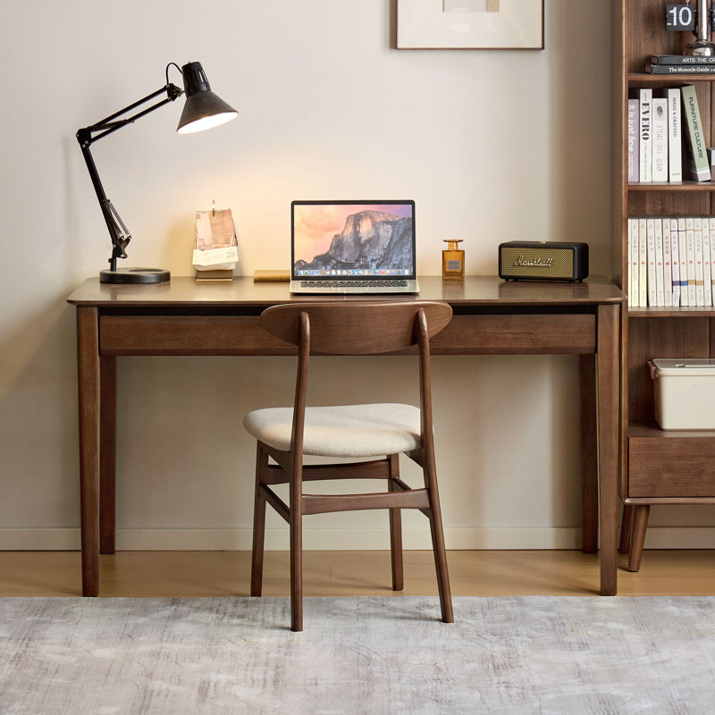 Bureau d'écriture en bois massif avec 2 tiroirs dissimulés Modern Modern, L 55 po