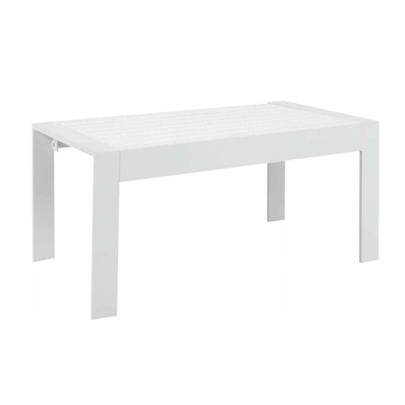 43" All-Weather Aluminum Patio Coffee Table, Modern Rectangle Outdoor Furniture, White | Gift Idea, White