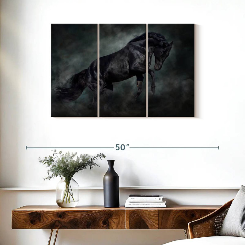 Brampt Prancing Black Horse, 24" H x 38" W