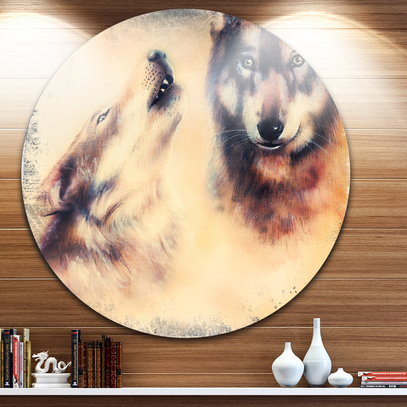 «Howling Wolf», peinture, H 11 po x l 11 po x P 1 po, Métal