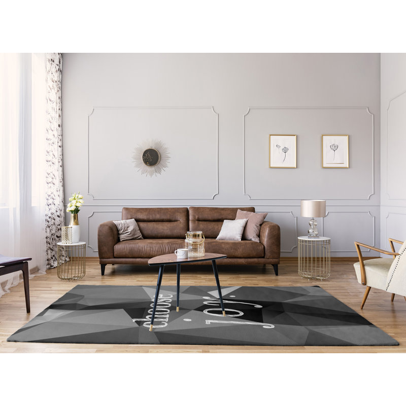Tapis en simili-faux gemme choose à joie citation, Rectangle 9 pi x 12 pi