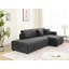 Canapé d'angle 3 places d'inspiration scandinave, revêtement en laine gris foncé, rembourrage en mousse, méridienne réversible, capitonnage précis, silhouette minimaliste, rembourrage en laine douce aux angles, design élégant, tissu à canaux
