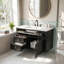 Meuble-lavabo mural en bois aggloméré 36 po à fermeture en douceur intégré avec tiroirs et lavabo simple en céramique à 3 trous 36 po-130833213