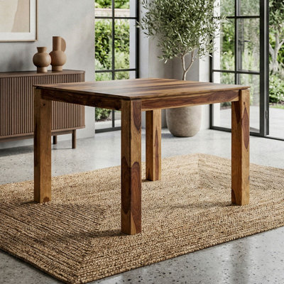 Sheesham Dining Table with Wood Base