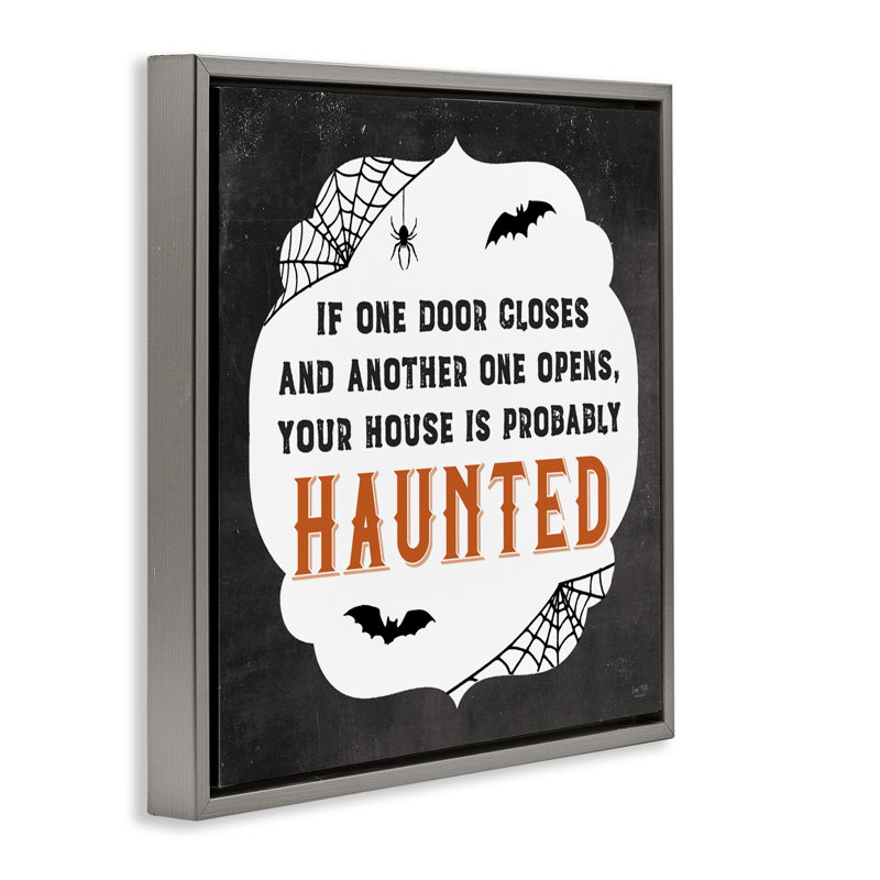 Cadre flottant One Door Closets Haunted House, design par Lux + Me Designs, Cadre flottant gris lustré, H 18 po x l 18 po