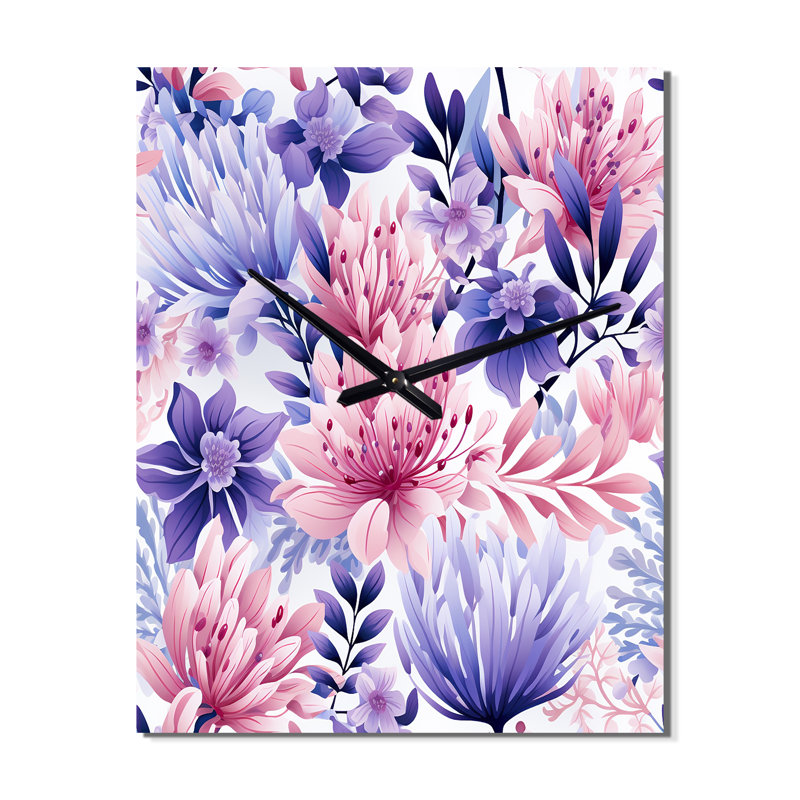 Motif floral de jardin - Horloge murale florale, Grand