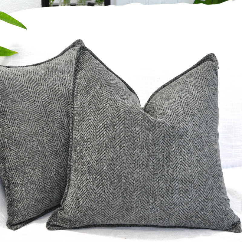 Housses de coussin Chevron , H 20 po x l 20 po, Gris, Housse de coussin seulement - sans coussin