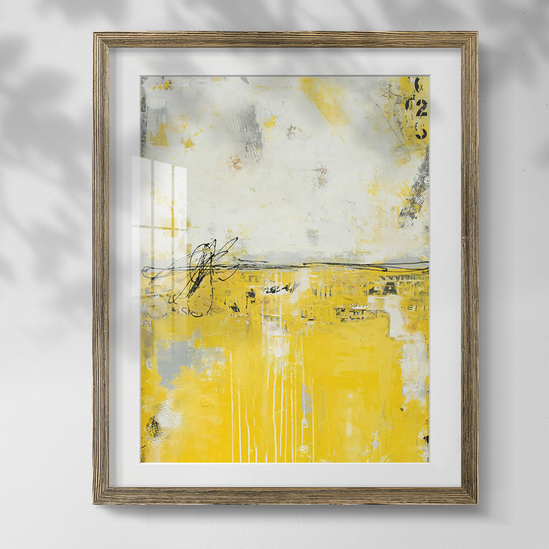 Reproduction imprimée encadrée, Blanc, Papier avec cadre noyer