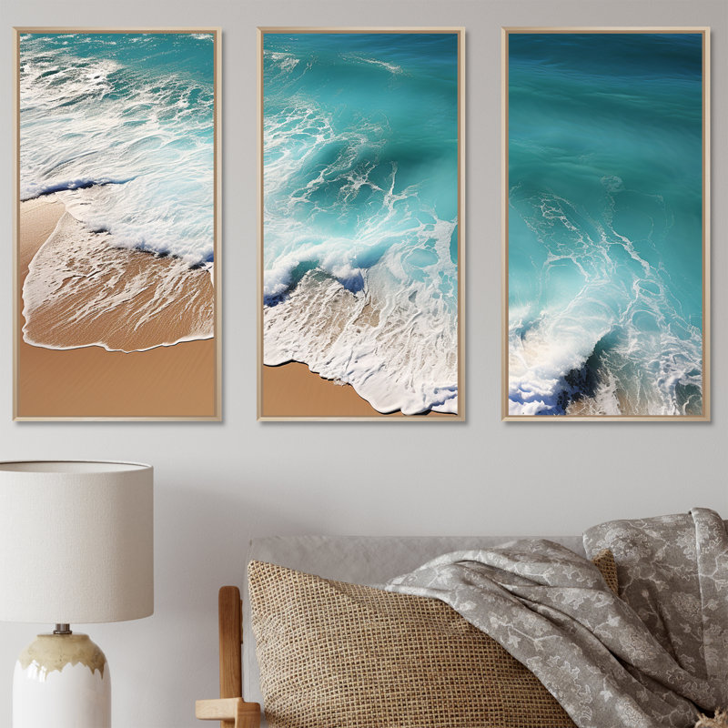 Swanley - Ensemble de décoration murale bord de mer, H 28 po x l 36 po x P 1 po, Cadre naturel flottant