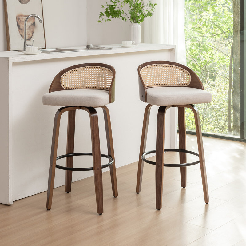 Leeana Swivel Bar Stool, Bar Stool (76cm Seat Height), Beige